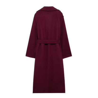 Bordeaux Lapel Maxi Coat