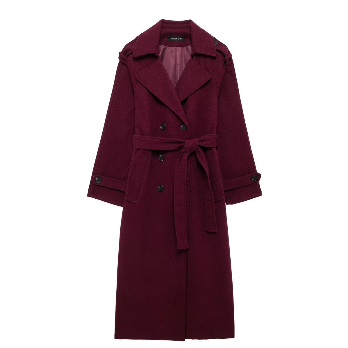 Bordeaux Lapel Maxi Coat